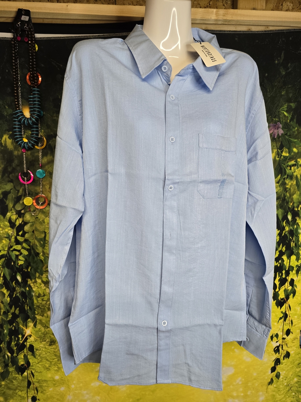 #116 Classic Light Blue Men's Dress Shirt with Chest Pocket